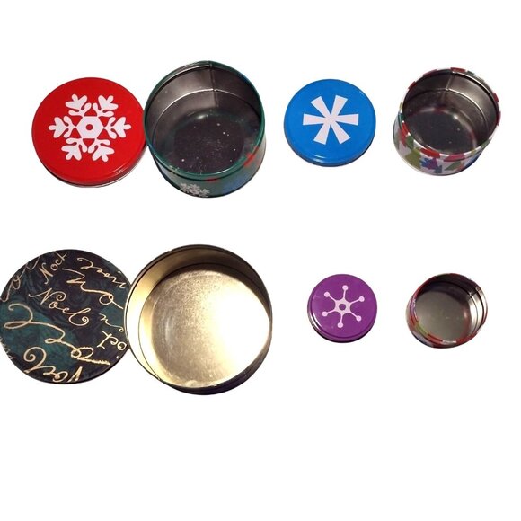 Set Of 4 Christmas Nesting Cookie Tins With Lids Multicolor Storage Gift 7" - Picture 4 of 7